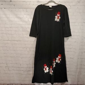 Vintage Karla Marie snowman black maxi dress